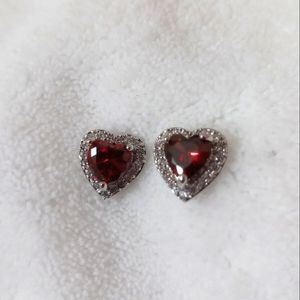 Red heart rhinestone earrings